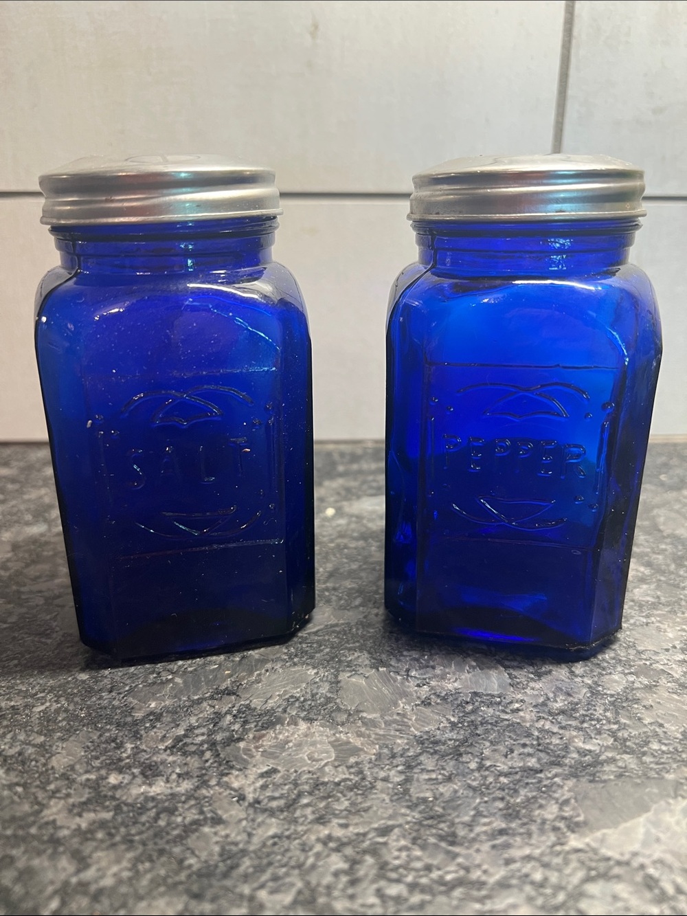 Cobalt Blue Glass Salt and Pepper Shaker Set